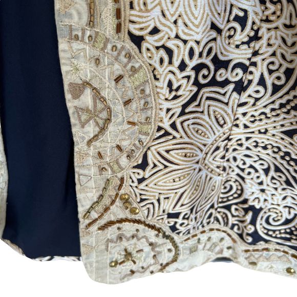 Chico’s Blazer Jacket 100% Silk Beige & Black Size 1 - Picture 5 of 6